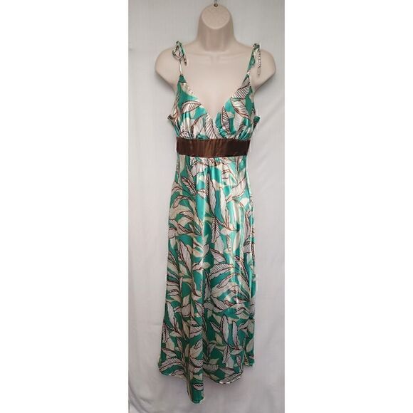 Alyn Paige New York Midi Dress Fit Flare Green/Brown Junior Size 7/8 - Picture 2 of 8